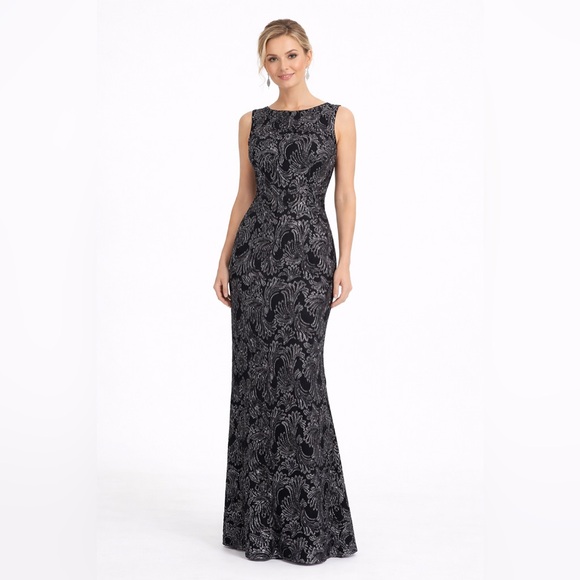 Adrianna Papell Dress Womens 6 Black Lace Floor Length Gown Formal Evening Event - Picture 10 of 10